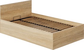 Pat cu somieră metalic şi spaţiu de depozitare, 120x200, stejar sonoma, DOLI