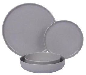 Set de veselă, 24 piese, gri/porțelan