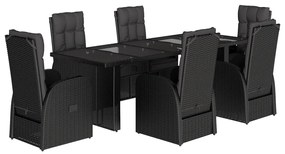 3277640 vidaXL Set mobilier de grădină cu perne, 7 piese, negru, poliratan