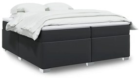 3285225 vidaXL Pat box spring cu saltea, negru, 200x200 cm, piele ecologică