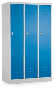 Dulap metalic - 3 compartimente, 90 x 50 x 150 cm, blocare, albastru - ral 5012
