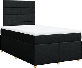 vidaXL Pat box spring cu saltea, negru, 120x190 cm, catifea