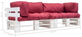 Set canapea gradina paleti perne rosii, 2 piese, lemn pin alb si rosu, 2