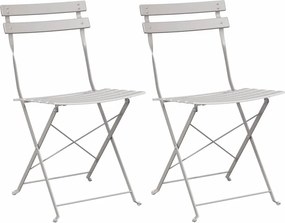 vidaXL Scaun pliabil pentru grădină 2 pcs Bej 42 x 46 x 82cm Metal