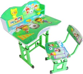 Birou copii din MDF cu jucarii interactive Novokids™ My first desk, dimensiuni 68X43X65, cadru metalic, masuta copii,Verde