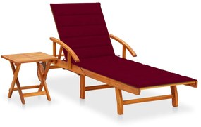 vidaXL Șezlong de grădină cu masă și pernă, lemn masiv de acacia
