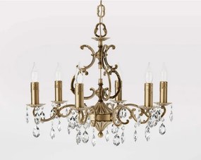 Candelabru 6 brate din alama si cristal Venezia