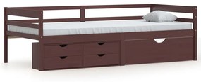 322059 vidaXL Cadru pat cu sertare & dulap maro închis, 90x200 cm lemn de pin
