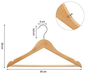 Set de 10 umerase din lemn pentru copii, Songmics, Natural, 35x1.2x20 cm
