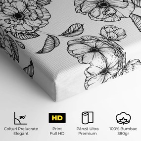 Tablou Canvas, 40x80cm, Dormitor si Living, Flori, Flori desenate, Roses Black Line