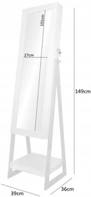 Oglinda cu cutie de bijuterii 151cm White Pure