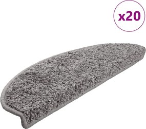 vidaXL Covorașe pentru scări, 20 buc., 65x21x4 cm, gri, semirotunde, mari