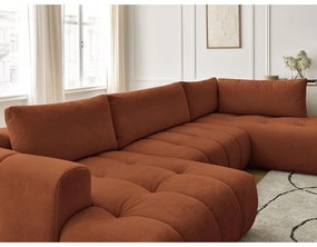 Colțar cărămiziu extensibil/cu spațiu de depozitare (cu colț pe partea dreaptă/în formă de "U") Fuji – Bobochic Paris