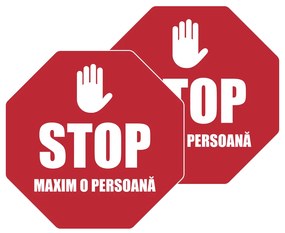Pachet 2 x Sticker Indicator, STOP Maxim o persoana, roșu și alb, 23,5×23,5 cm
