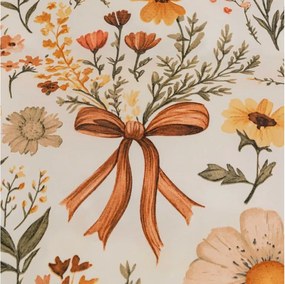 Set lenjerie de pat creponata FLORAL RIBBON POLY colorata + cearsaf Jersey 180 x 200 cm bej deschis, pat dublu