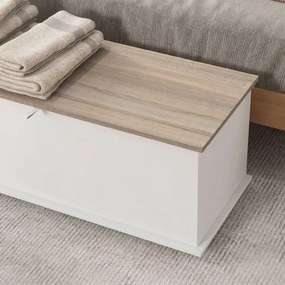 HOMCOM Bancă multifuncțională din lemn pentru dormitor și hol, alb, 100x40x40 cm | Aosom Romania