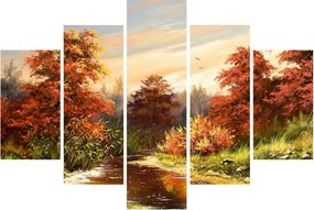 Tablou - Râu în peisaj de toamnă (150x105 cm)