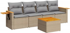 vidaXL Set canapele de grădină cu perne, 5 piese, bej, poliratan