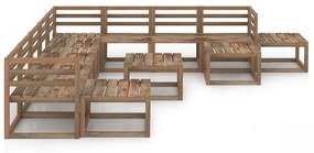3067622 vidaXL Set mobilier de grădină, 12 piese, maro, lemn de pin tratat