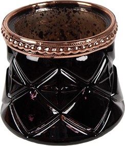 Suport lumanare, negru, din sticla, Ø7x6 cm