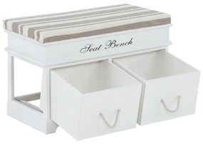 Bancă cu pernă, 2 sertare, alb/maro deschis, SEAT BENCH 1 NEW