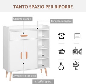 HOMCOM Mobilier Multifuncțional Compact pentru Hol, 80x29.5x96cm, Design Modern, Alb | Aosom Romania
