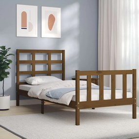 3192064 vidaXL Cadru de pat cu tăblie maro miere 2FT6 Small Single lemn masiv
