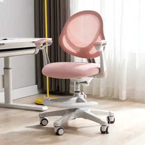 FlexGrow Junior YB1059 - Scaun Ergonomic pentru Copii, spatar reglabil, cotiere reglabile, inaltime reglabila, suport picioare ajustabil, Mesh, Roz