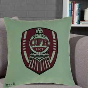 Perna Personalizata CFR Cluj Fotbal Club 1907, 40x40 cm, Verde, Husa Detasabila, Perna Inclusa, BEKZ®