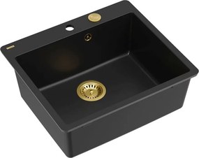 Chiuveta compozit Quadron Unique Morgan 110 negru carbon - auriu 57x50 cm