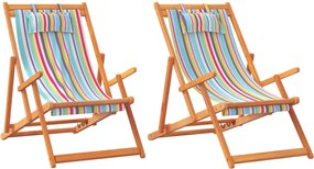 vidaXL Scaune de plajă pliante, 2 buc., multicolor, material textil