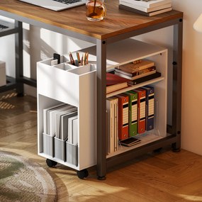 HOMCOM Suport imprimantă masă pentru imprimantă cu compartiment separat, suprafețe de depozitare pentru birou 70 x 34 x 60 cm Alb | Aosom Romania