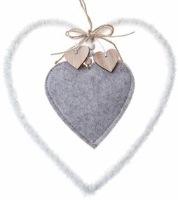 Inimă suspendată din textil 22,5 cm, fleece