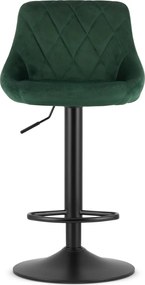 Scaun de bar verde KAST VELVET cu picior negru