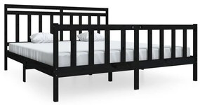 3100977 vidaXL Cadru de pat Super King, negru, 180x200 cm, lemn masiv