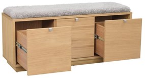 Pantofar gri/în culoare naturală cu bancă cu aspect de lemn de stejar Confetti – Rowico