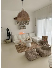 Fotoliu puf pentru copii maro deschis cu tapițerie din țesătură bouclé/cu tapițerie din chenille Terrazzo Square – Wigiwama