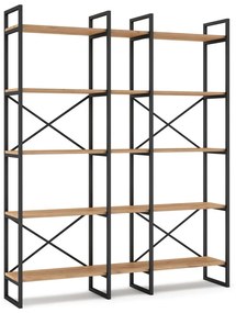 Etajeră negru/natural cu aspect de lemn de stejar 144x175 cm Dusan – Marckeric