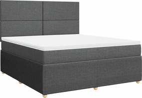 vidaXL Pat box spring cu saltea, gri închis, 180x200 cm, textil