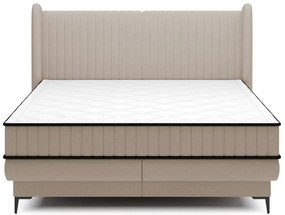Pat matrimonial 140 cm Dalmo 140 (cu somieră) (cu sp. depozitare) (bej mediu + negru). 1099666