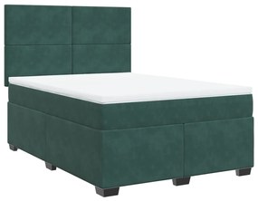 3290903 vidaXL Pat box spring cu saltea, verde închis, 140x190 cm, catifea