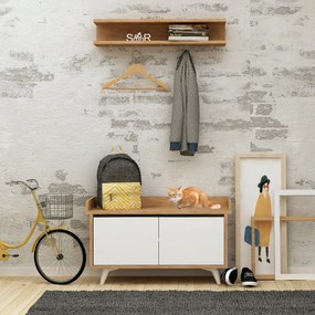 Cuier de perete cu raft pentru pantofi Arasso Oakand White