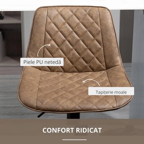HOMCOM Set de 2 Scaune Înalte de Bar cu Înălțime Reglabilă, Rotative cu Bază din Oțel, 46,5x51x86-106 cm, Maro Închis | Aosom Romania