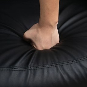 HOMCOM Fotoliu de relaxare rabatabil cu suport pentru picioare reglabil acoperit sintetic, negru, 79x89x100cm