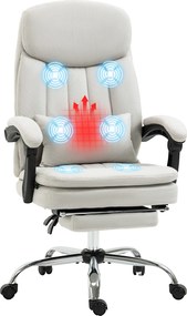 Vinsetto Scaun de birou cu funcție de masaj și încălzire, ergonomic, 66x67x110-118cm, Alb crem | Aosom Romania