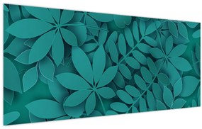 Tablou - Frunze turcoaz (120x50 cm)