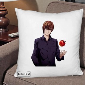 Perna Personalizata Death Note Light Yagami cu Mar, 40x40 cm, Alb Pufos, Husa Detasabila, Perna Inclusa, BEKZ®