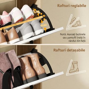HOMCOM Dulap Slim pentru Pantofi cu 2 Sertare Rabatabile și 3 Compartimente, Capacitate 15 Perechi, 83x24x90,5 cm, Lemn și Alb | Aosom Romania