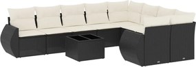 vidaXL Set canapele de grădină cu perne, 10 piese, negru, poliratan