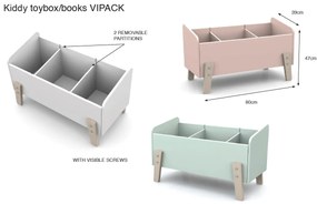 Set Mobilier Kiddy pentru Camera Copii – Pat 90x200 cm, Noptieră &amp; Cutie Jucării – Verde Mentă – Vipack